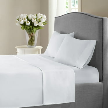 Fresh Linen 1200 Thread Count Twin Size Deep Pocket Solid Cotton Sheet Set (Twin, White)