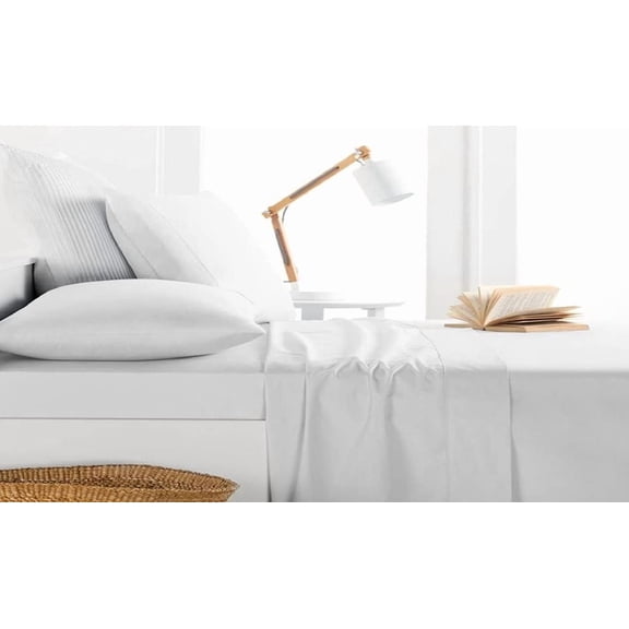 Fresh Linen 2-Piece 1000 Thread Count White Cotton Bed Sheet Set, King – Deep Pocket