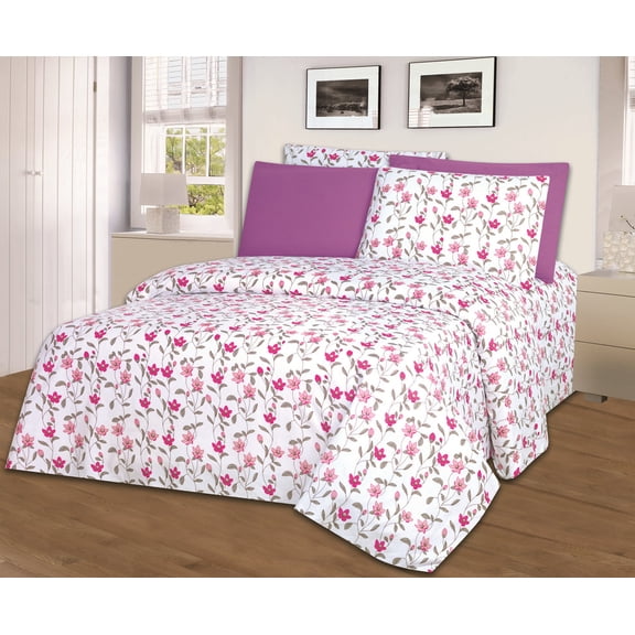 Fresh Linen Collection 1800 Super Soft Printed Sheet Set with BONUS Pillowcases (Queen, Emily)