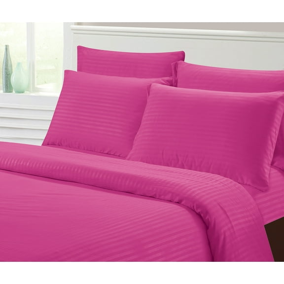 Fresh Linen Collection 1800 Super Soft & Wrinkle Free Luxurious Stripe 6-Piece Sheet Set (Full, Hot Pink)