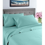 Fresh Linen Collection 600 Thread Count Hotel Striped 100% Egyptian Quality Cotton Deep Pocket Sheet Set (Twin, Aqua)