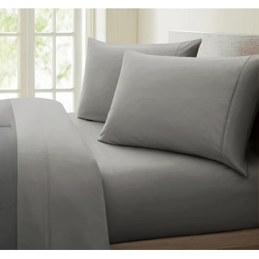 Fresh Linen Collection 600 Thread Count Solid 100% Egyptian Quality Cotton Deep Pocket Sheet Set (Twin, Gray)