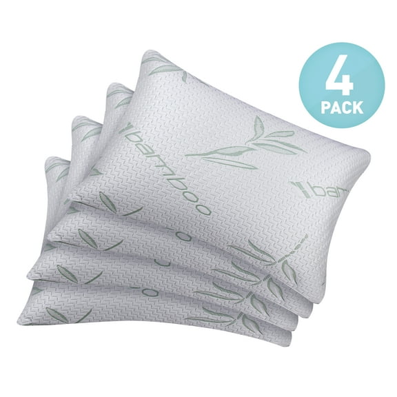 Fresh Linen Collection Hypoallergenic Comfort Cooling Bamboo Down Alternative Filling Pillows (Queen 4 Pack)