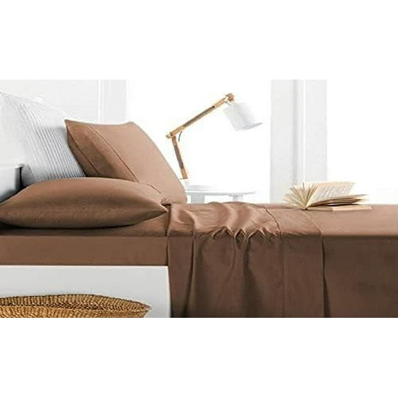 Fresh Linen Collection Inc. 1000 Thread Count Brown Cotton Bed Sheet Set, King – Deep Pocket