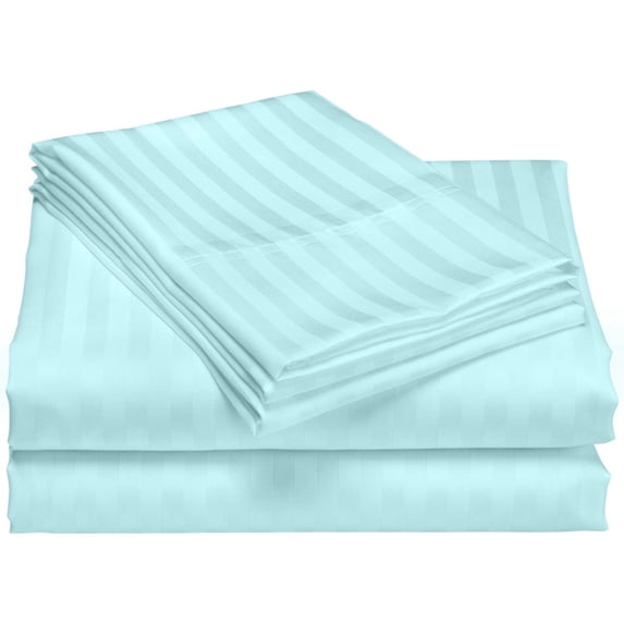 Fresh Linen Collection Inc. 4-Piece 1200 Thread Count Aqua Stripe Bed Sheet Set, Twin – Deep Pocket