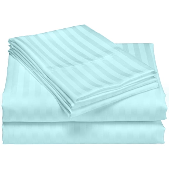 Fresh Linen Collection Inc. 4-Piece 1200 Thread Count Aqua Stripe Bed Sheet Set, Twin – Deep Pocket