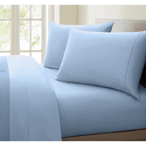 Fresh Linen Collection Inc. 600 Thread Count Blue Solid Cotton Bed Sheet Set, Twin – Deep Pocket