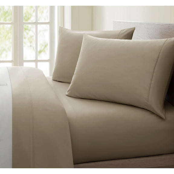 Fresh Linen Collection United 1200 Thread Count 100% Egyptian Quality Cotton Solid Sheet Set (King, Taupe)