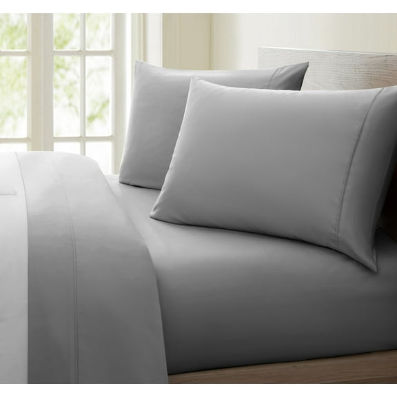 Fresh Linen Collection United 1200 Thread Count 100% Egyptian Quality Cotton Solid Sheet Set (Queen, Gray)