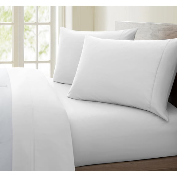 Fresh Linen Collection United 1200 Thread Count 100% Egyptian Quality Cotton Solid Sheet Set (Queen, White)