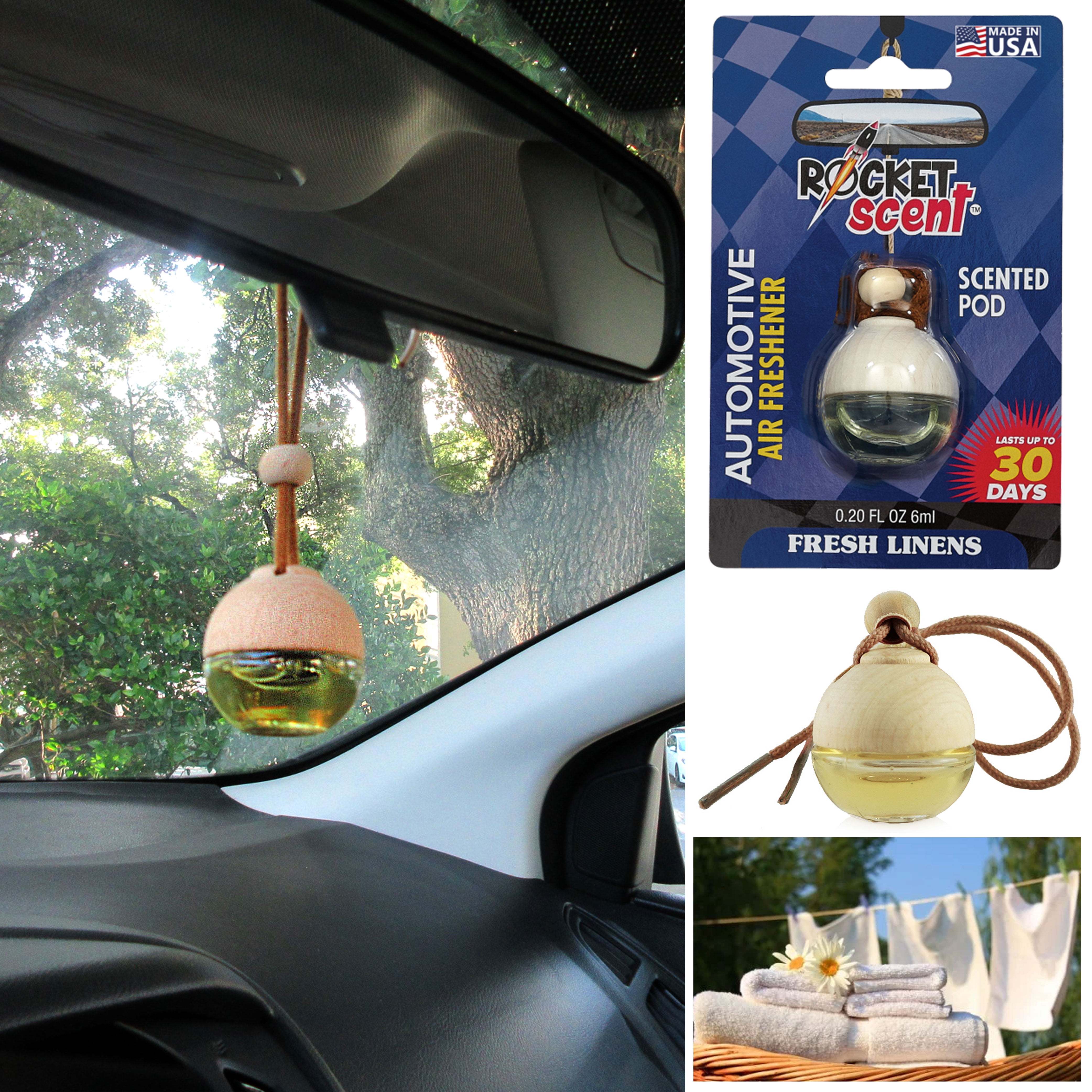 4-Pack Refresh Your Car Oil Diffuser Fresh Linen, Beige