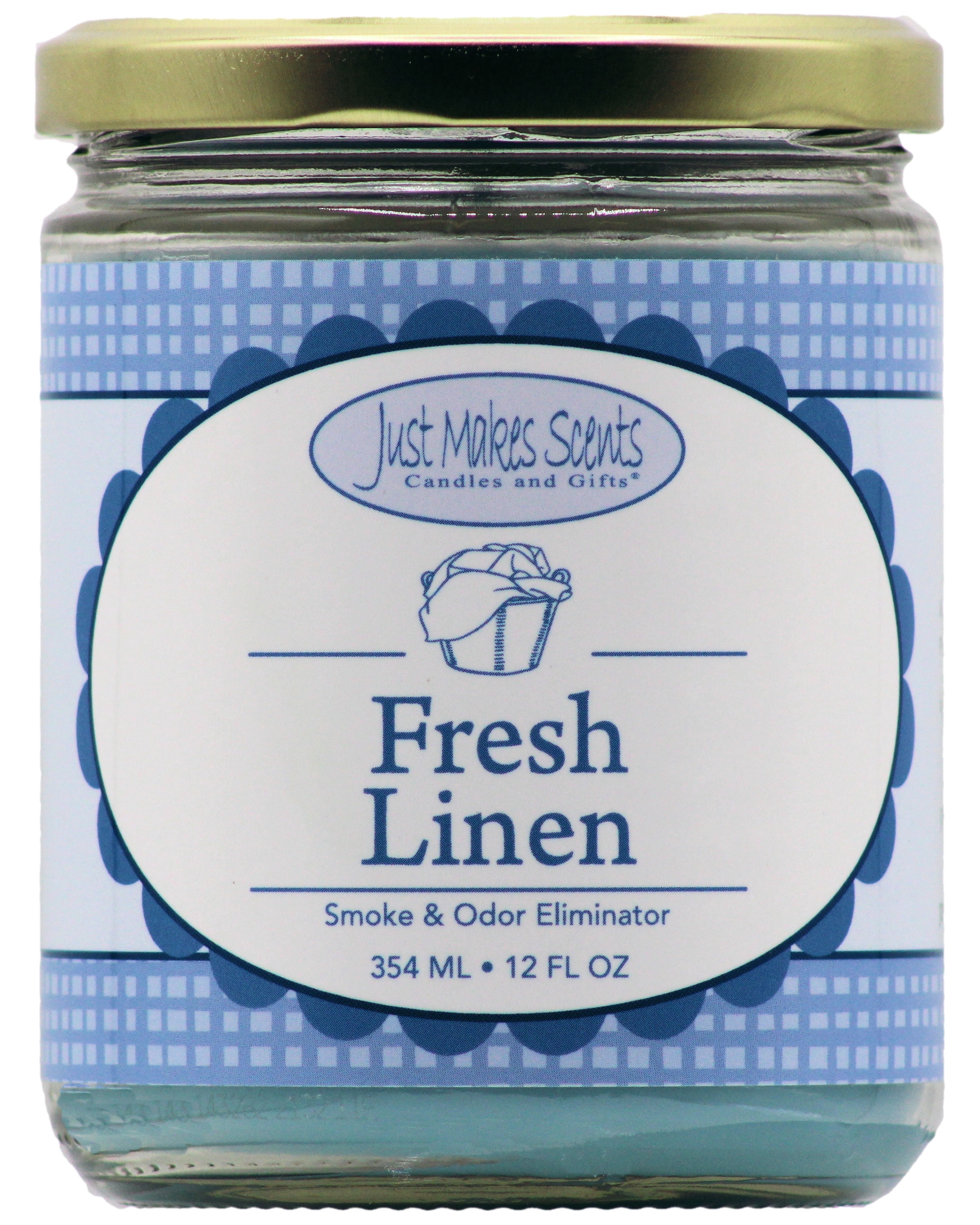 Fresh Linen Smoke & Odor Eliminator Salsa Jar Candle 12oz -Just Makes Scents Candles & Gifts