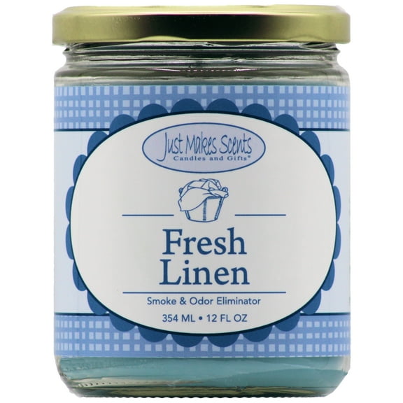 Fresh Linen Smoke & Odor Eliminator Salsa Jar Candle 12oz -Just Makes Scents Candles & Gifts
