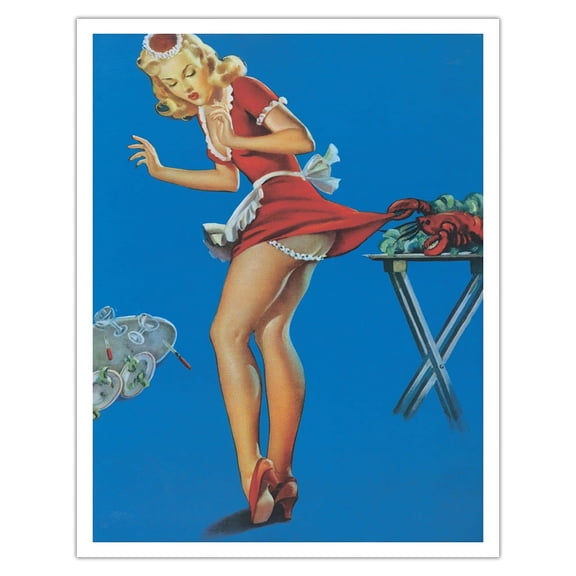 Fresh Lobster - Vintage Pin Up Girl Print by Gil Elvgren c.1944 - Fine Art Matte Paper Print (Unframed) 11x14in