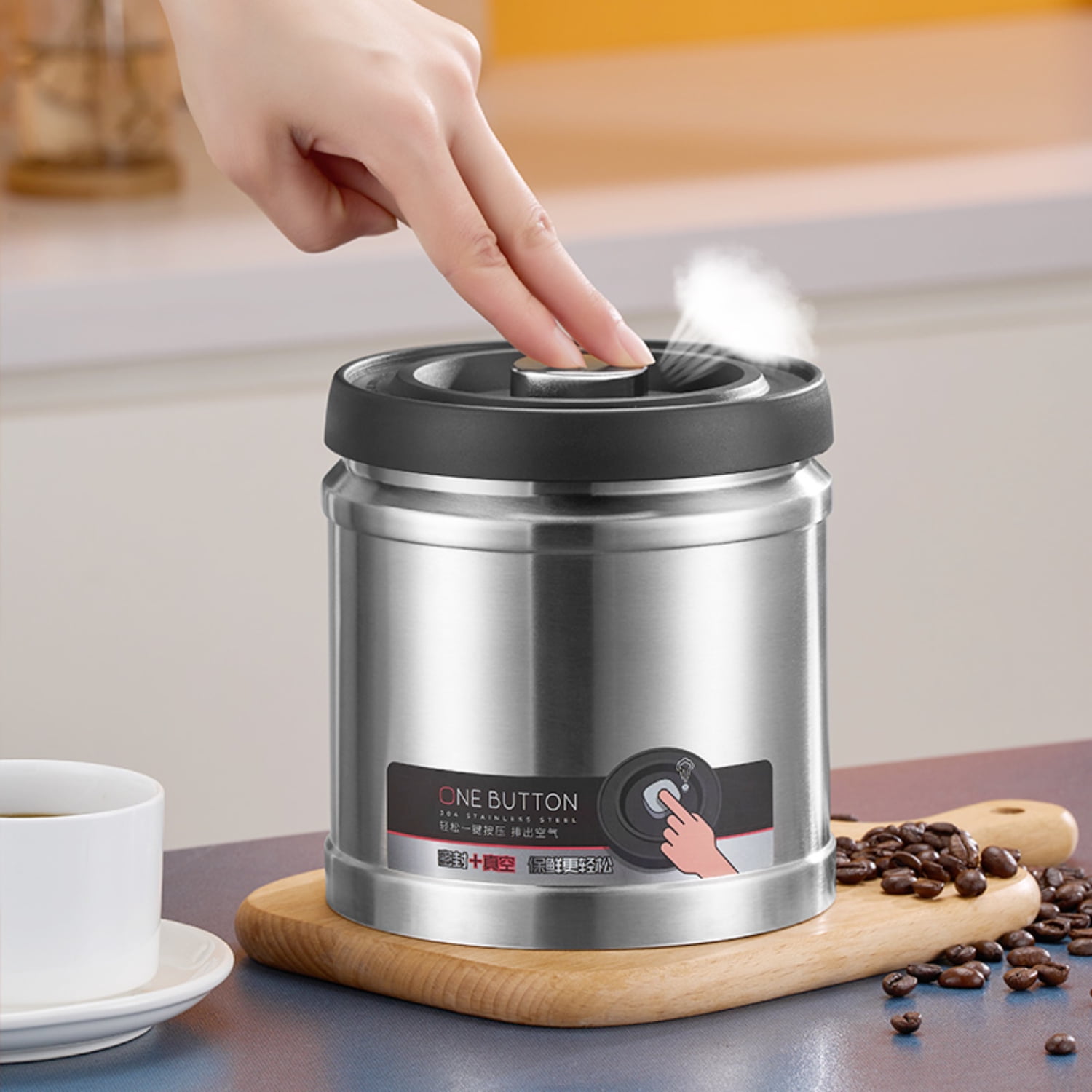 Fresh Longlasting Stainless Steel Vacuum Sealed Airtight Coffee Beans