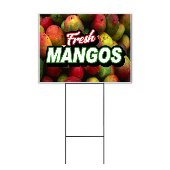 Fresh Mangos (18" x 24") Yard Sign, Includes Metal Step Stake