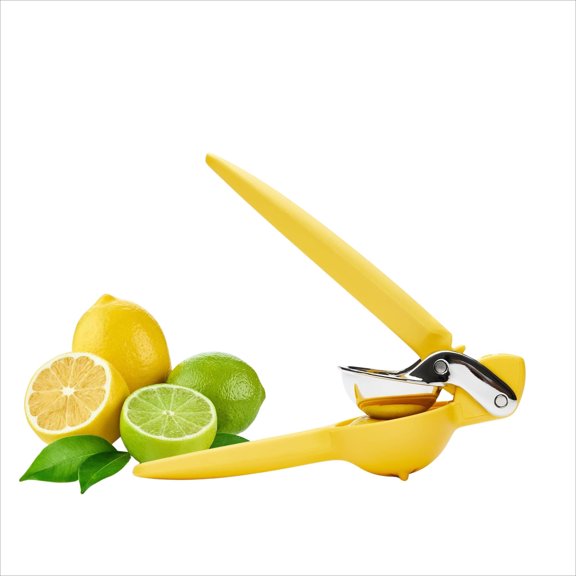 Fresh Manual Lemon & Lime Juicer Squeezer, Yellow DualGear Hand Press for Efficient Citrus Juice Extraction, Ergonomic Grip Durable Kitchen Gadget, Portable NoMess Citrus Press for Home Kitchen, Ba
