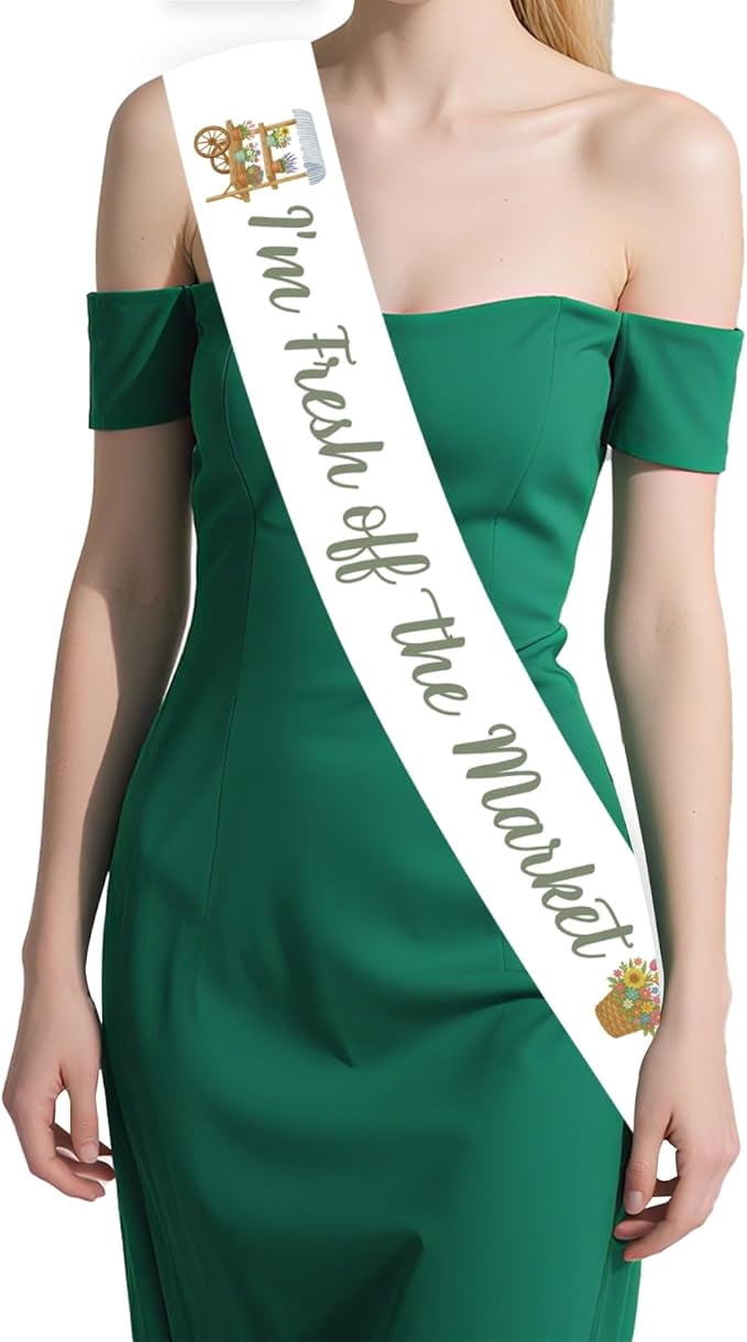 Fresh off the Market Sash Dark Green Farmers Market Bridal Shower Decorations Floral off the Market Sash for Women Locally Grown Market Wedding Engagement Bachelorette Party Supplies