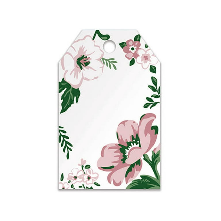Fresh Mint Floral Gloss Printed Gift Tags, 2-1/4x3-1/2, 50 Pack