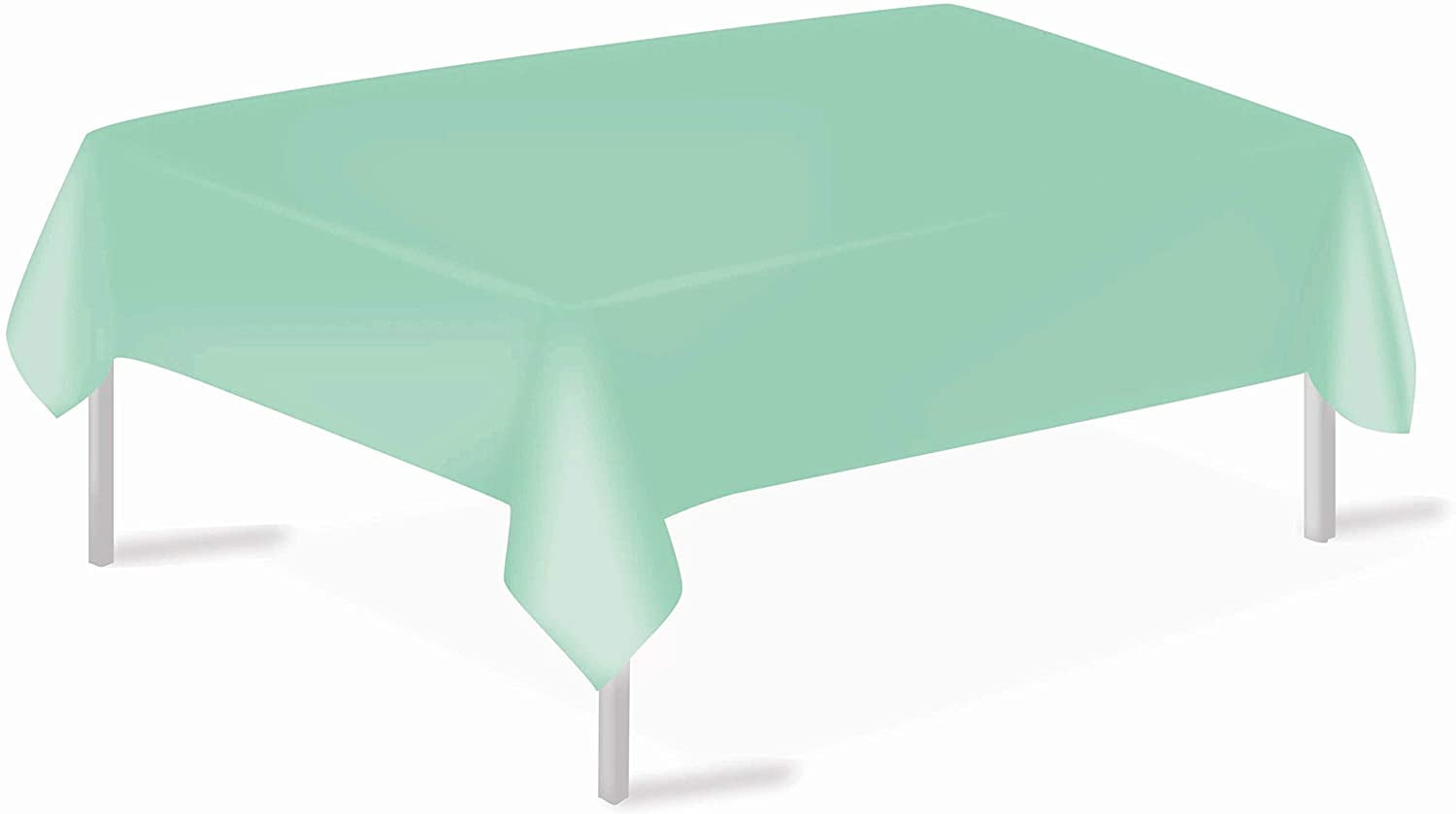QIKSION 2-Pack Fresh Mint Plastic Tablecloth - 54x108 Inch Disposable Table Covers For Parties, Weddings, Events