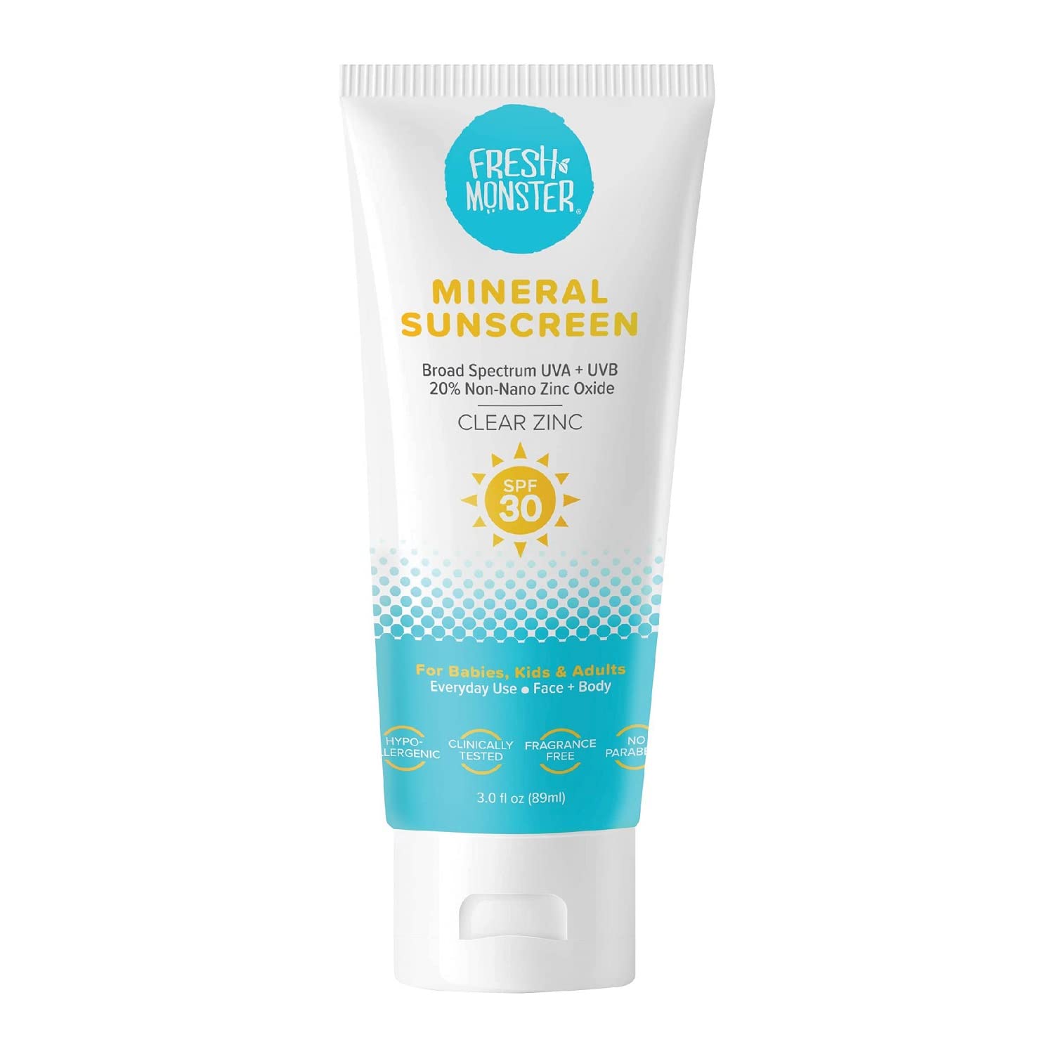 Fresh Monster Daily Kids Sunscreen, SPF 30 UVA/UVB, Clear NonNano Zinc