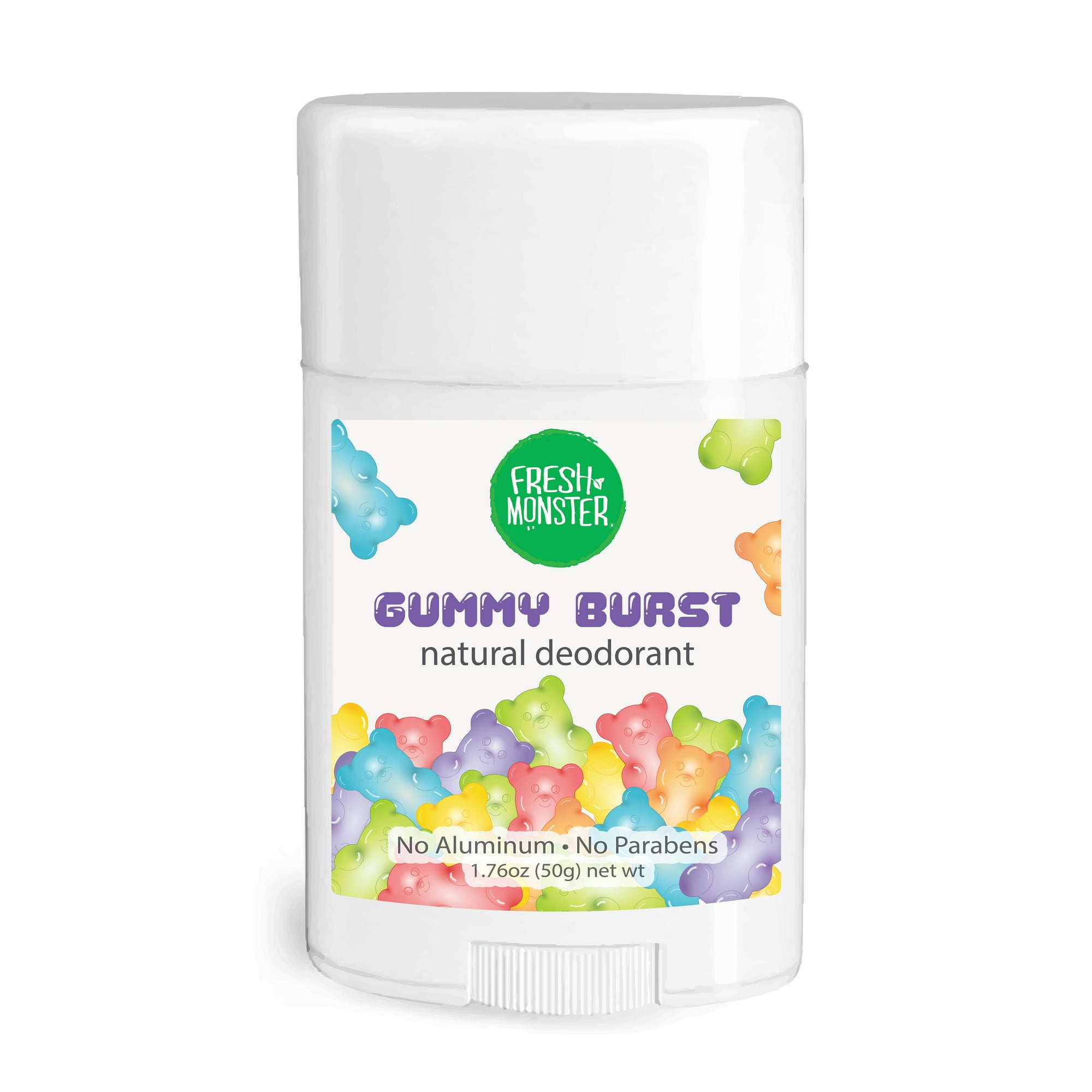 Fresh Monster Natural Deodorant for Kids and Teens | Aluminum Free, Paraben Free, Hypoallergenic | Gummy Burst Scent (1.76oz)