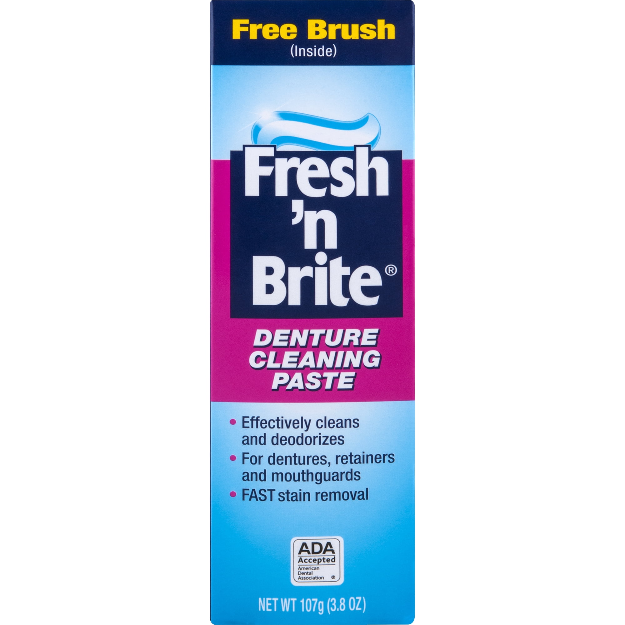 Fresh 'N Brite Dentures, Mouth Guards, Partials, and Retainer Cleaning Paste removes stubborn stains with the mouth-freshening power of minty gel, 3.8 Ounce Tube