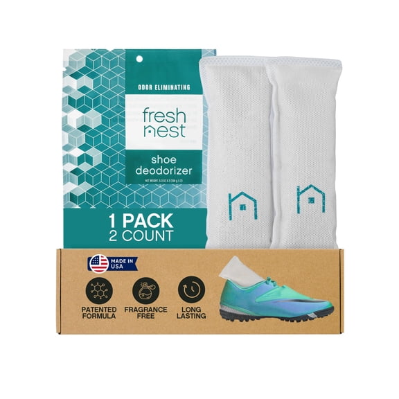 Fresh Nest Shoe Deodorizer with Zeolites 1-Pack - Odor Eliminator, Air Freshener, Smell Absorber, Sneakers, Gym Bags, Soccer Cleats, Closets, Pet Area, Reusable - Shoe Deodorant