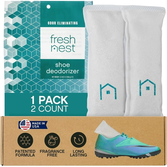 Fresh Nest Shoe Deodorizer with Zeolites 1-Pack - Odor Eliminator, Air Freshener, Smell Absorber, Sneakers, Gym Bags, Soccer Cleats, Closets, Pet Area, Reusable - Shoe Deodorant