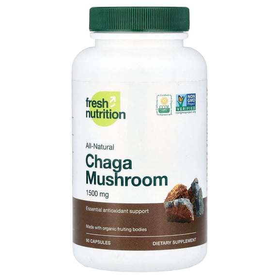 Fresh Nutrition Chaga Mushroom, 90 Capsules (500 mg per Capsule)