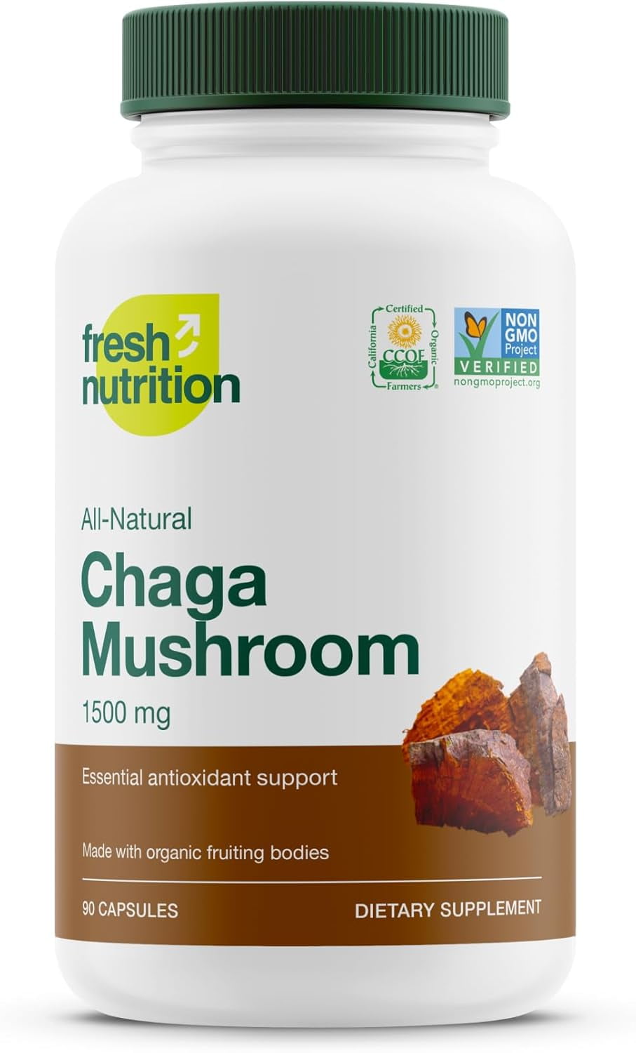 Fresh Nutrition Organic Chaga Mushroom 1650mg - 90 Capsules