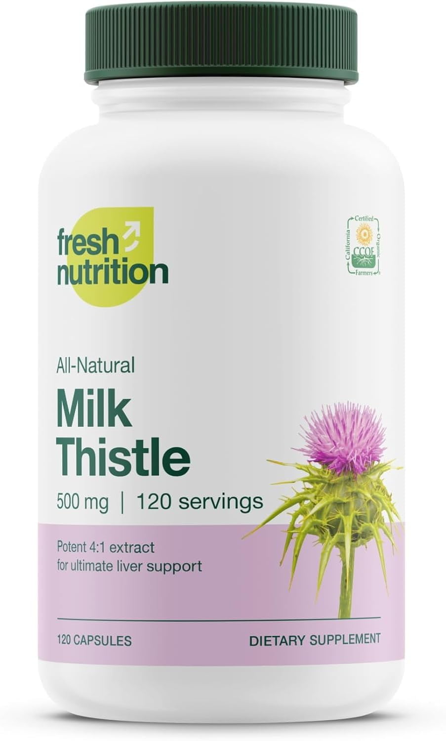 Fresh Nutrition Organic Milk Thistle Supplement 2000mg (Silymarin) 120 Capsules