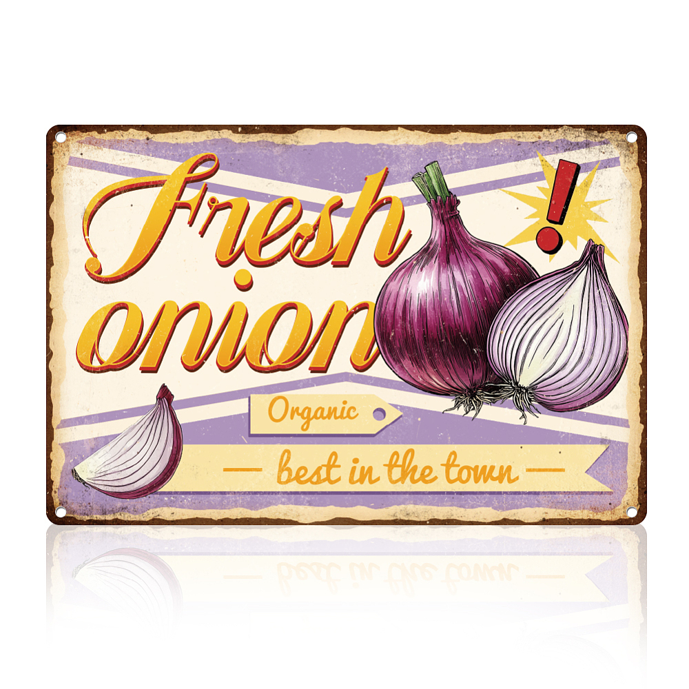 Fresh Onion Sign Kitchen Shop Wall Decor Metal Tin Sign Vintage Poster ...