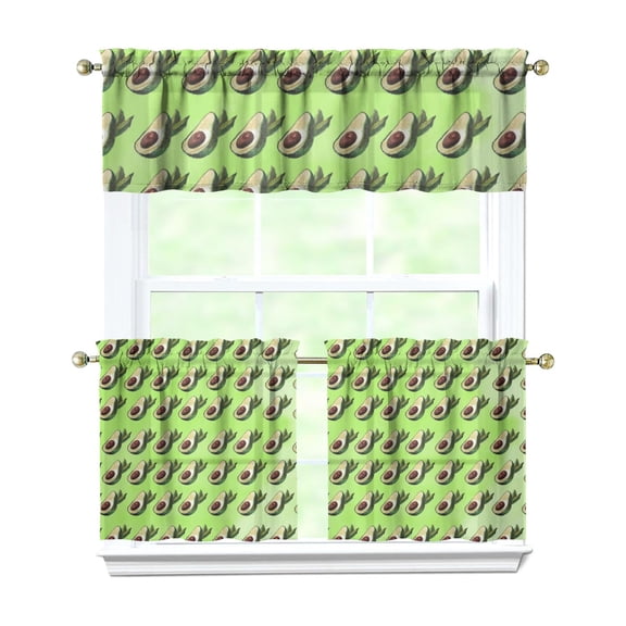 Fresh Orange Fruit Kitchen Curtains Set - Summer Cute Sweet Pattern Print Design Kawaii Orange Lover Cartoon Funny Orange Juice Illustration Tier and Valance Light Filtering Rod Pocket Drapes 3-Piece