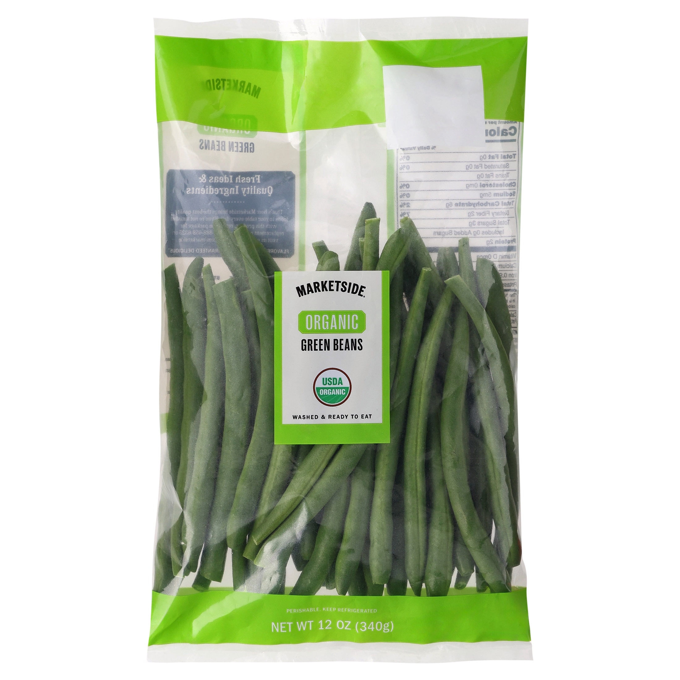 Marketside Fresh Refrigerated Organic Green Beans, 12 oz Bag