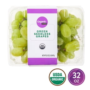 Fresh Organic Green Seedless Grapes, 2 lb Package