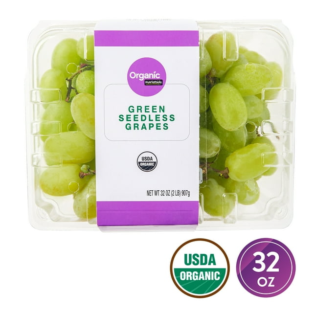 Fresh Organic Green Seedless Grapes, 2 lb Package