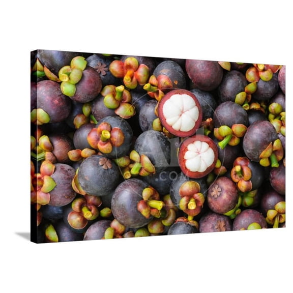 Fresh Organic Mangosteen Thai Fruit in Market Thailand, Stretched Canvas Wall Art by unchalee_foto Sold by ArtCom