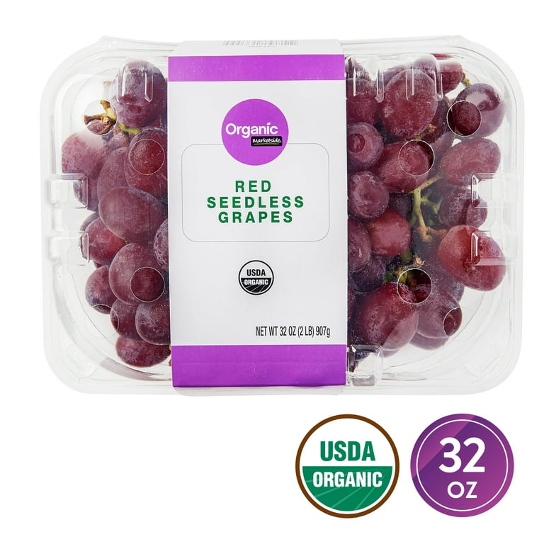 Fresh Organic Red Seedless Grapes, 2 lb Package 