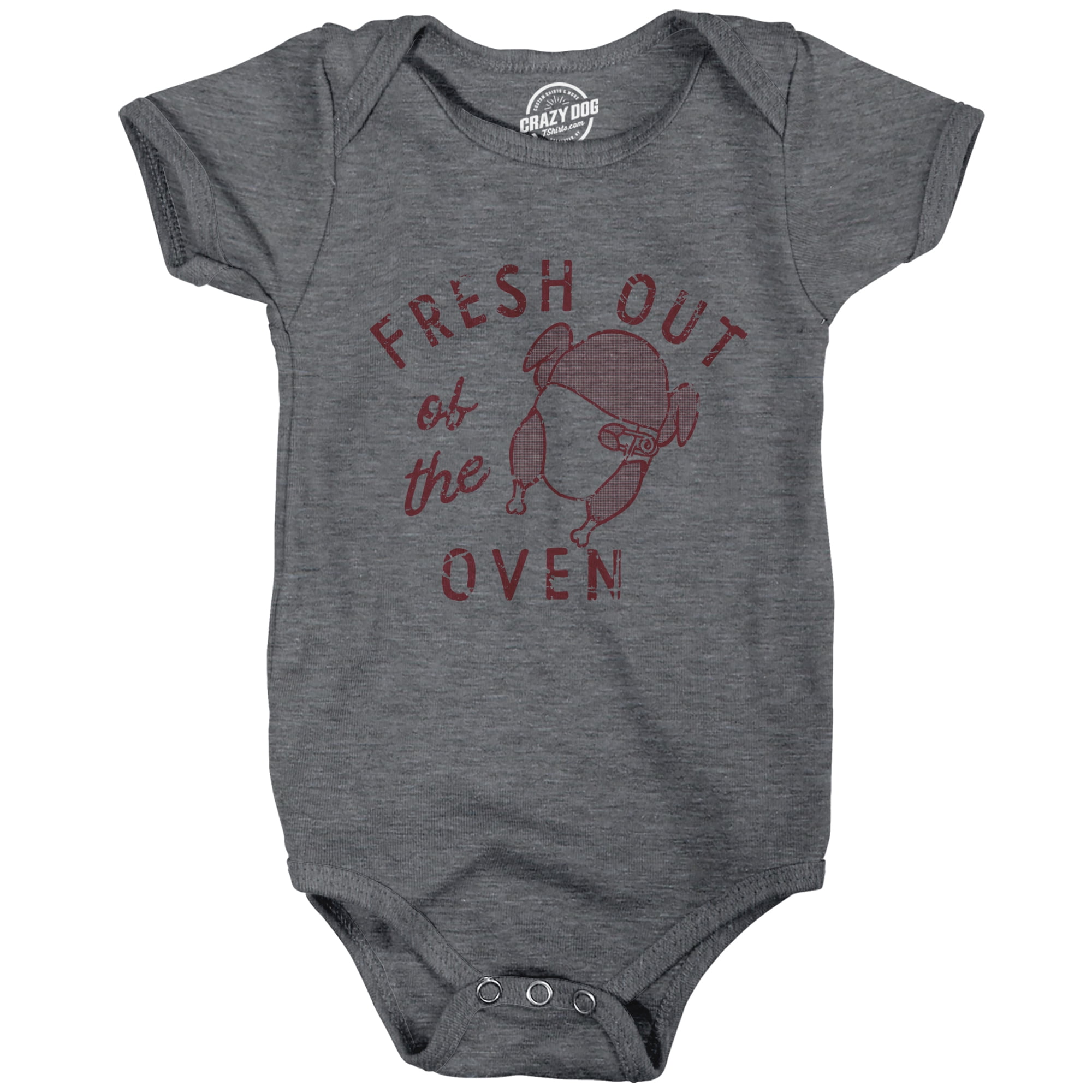 Fresh Out of The Oven Baby Bodysuit Funny Cute Thanksgiving Turkey