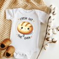 thumbnail image 1 of Fresh Out Of The Oven, Sourdough Bread Newborn Birth Announcement, Bun In The Oven, New Baby Gender Reveal Cute Baby Onesie, BABY BODYSUIT LAT 4424, 1 of 3