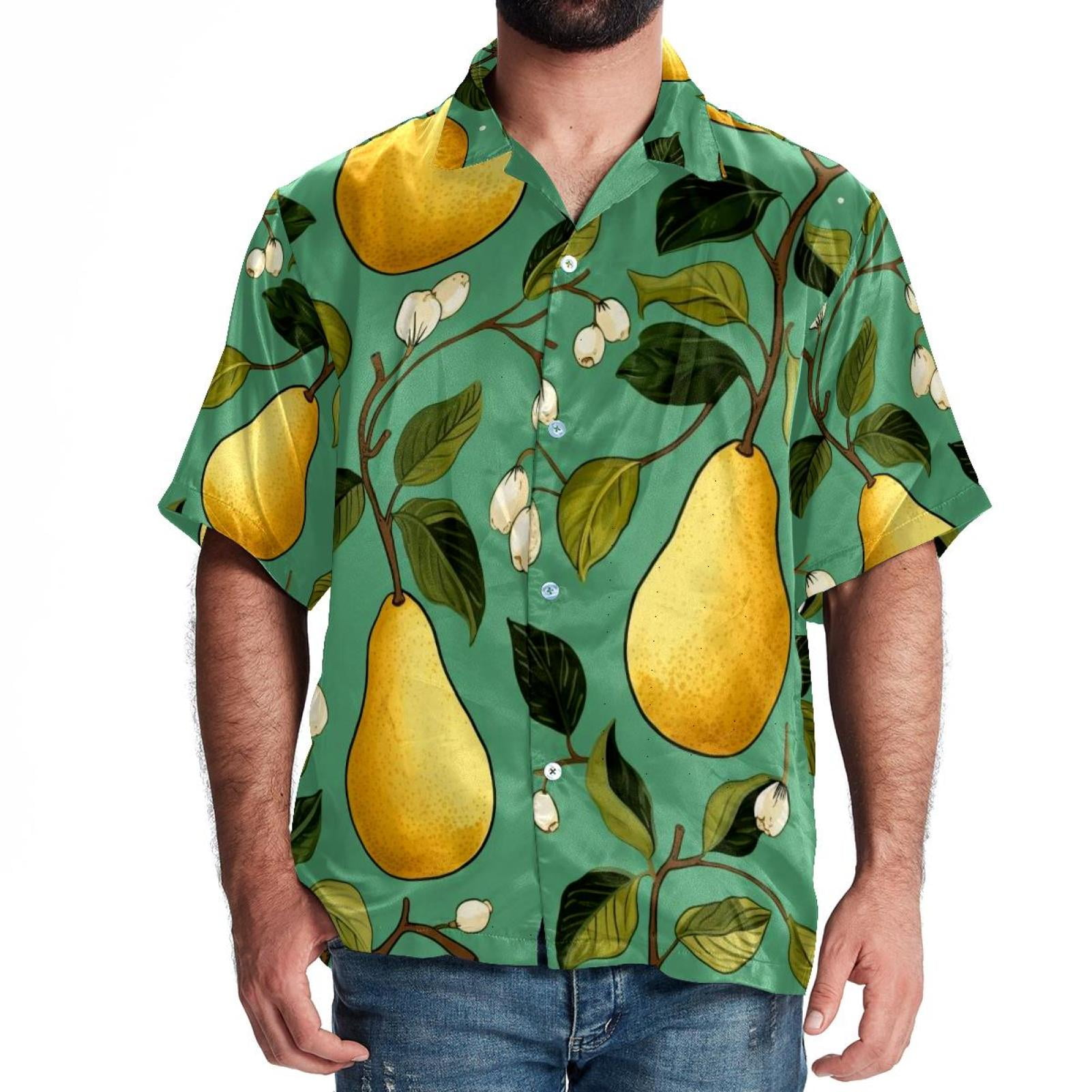 Fresh Pear Men's Big and Tall Short Sleeve Button Down Causal Beach ...