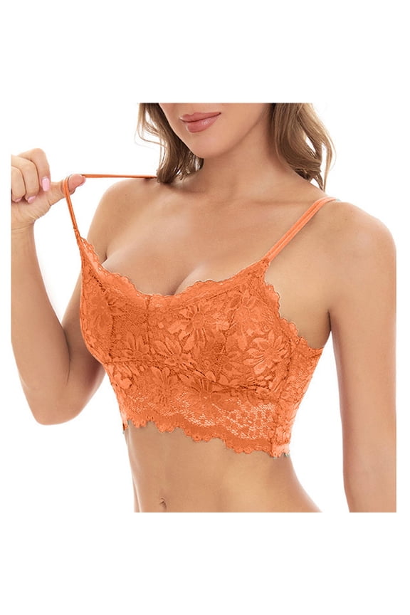 Fresh Picks! Kilaqueen Lace Bralettes Bras for Women Sexy Fashion Pull On Longline Bras Spaghetti Straps Push up Bras Going Out Cropped Camisole Tops