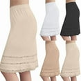 thumbnail image 1 of Kilaqueen Womens Basic Cotton Midi Skirts Casual Solid Color Half Slips Extender Lace Hem Underskirt Elastic Waist Knee Length Skirt, 1 of 6