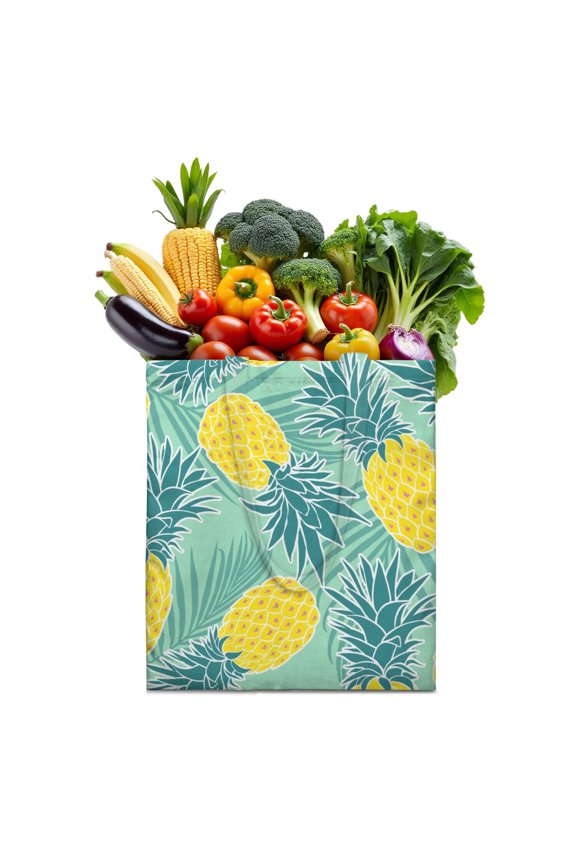 Fresh Pineapple Canvas Tote Bag – Tropical Hawaiian Fruit Summer Yellow Golden Exotic Pattern Print Aesthetic Lover Sunshine Flowers Plant Reusable Tote Bag Eco-Friendly Lightweight