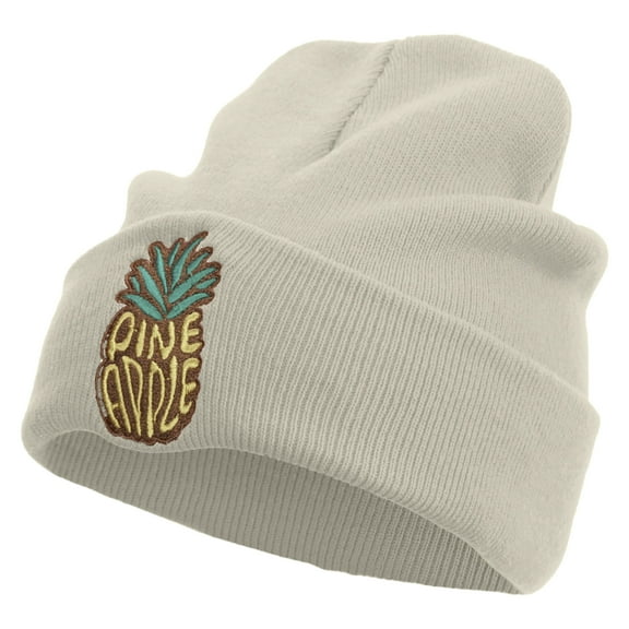 Fresh Pineapple Embroidered 12 Inch Long Knitted Beanie - Birch OSFM