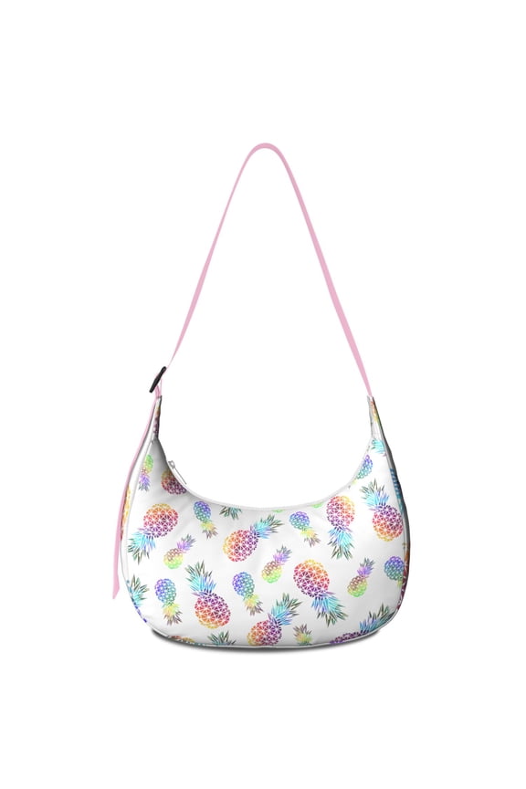 Fresh Pineapple Floral Print Crossbody Tote Bag for Women, Summer Tropical Fruit Shoulder Purse, Lightweight Water-Resistant Hobo Handbag, Large Capacity Plant Lover Bag