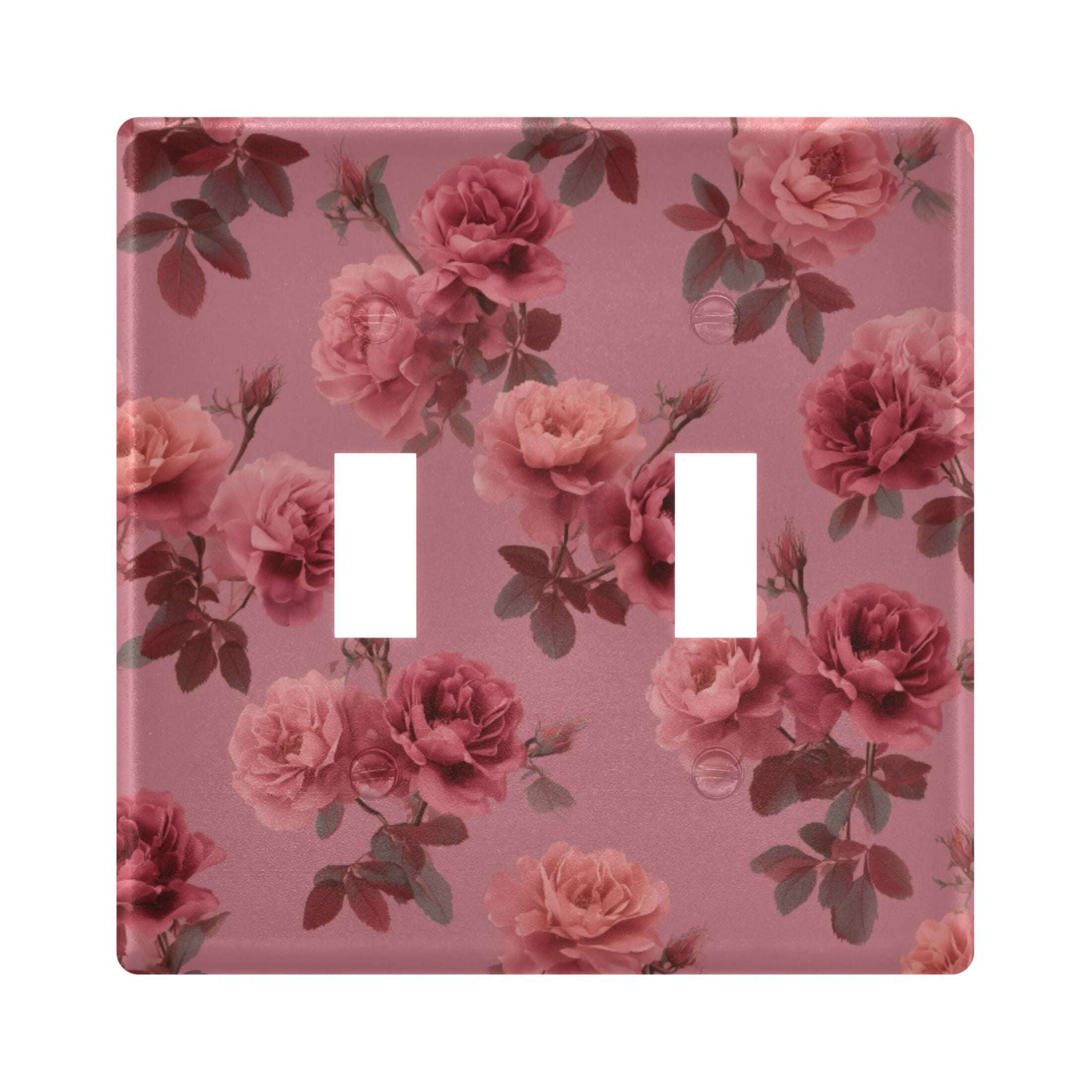 Socket Outlets Rose Fresh Pink Roses with Leaves Light Switch Cover Electrical Outlet Cover ...