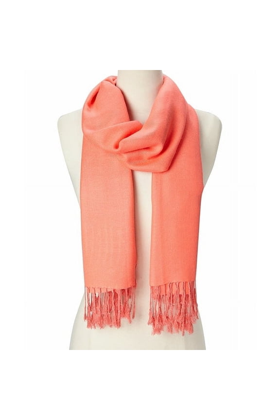 Fresh Pink Solid Scarfs for Women Fashion Warm Neck Womens Winter Scarves Pashmina Silk Scarf Wrap with Fringes for Ladies by Oussum