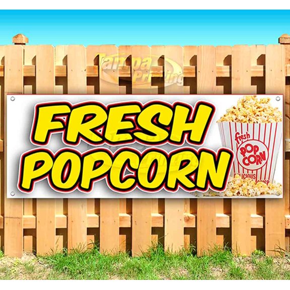 Fresh Popcorn 13 oz Vinyl Banner With Metal Grommets